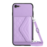 Étui de Téléphone RFID avec Lanière Longue et Motif Losanges, Pour iPhone SE 2022 / SE 2020, Pour iPhone 13 Pro Max, Pour iPhone 13 Pro, Pour iPhone 13, Pour iPhone 13 mini, Pour iPhone 12, Pour iPhone 12 Pro Max, Pour iPhone 12 Pro