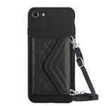Étui de Téléphone RFID avec Lanière Longue et Motif Losanges, Pour iPhone SE 2022 / SE 2020, Pour iPhone 13 Pro Max, Pour iPhone 13 Pro, Pour iPhone 13, Pour iPhone 13 mini, Pour iPhone 12, Pour iPhone 12 Pro Max, Pour iPhone 12 Pro