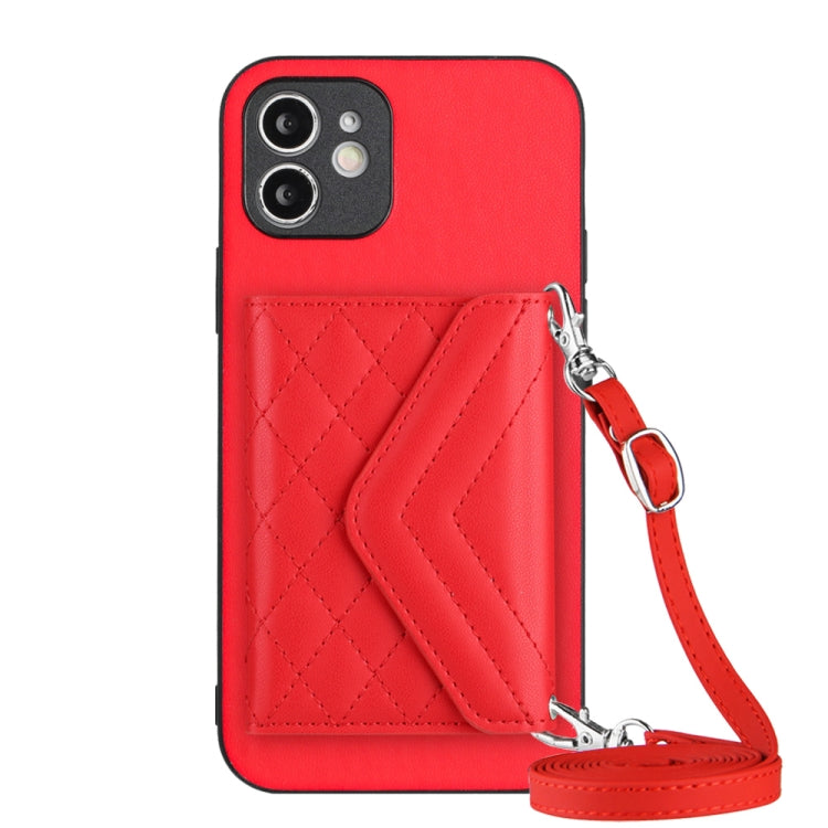 Étui de Téléphone RFID avec Lanière Longue et Motif Losanges, Pour iPhone SE 2022 / SE 2020, Pour iPhone 13 Pro Max, Pour iPhone 13 Pro, Pour iPhone 13, Pour iPhone 13 mini, Pour iPhone 12, Pour iPhone 12 Pro Max, Pour iPhone 12 Pro