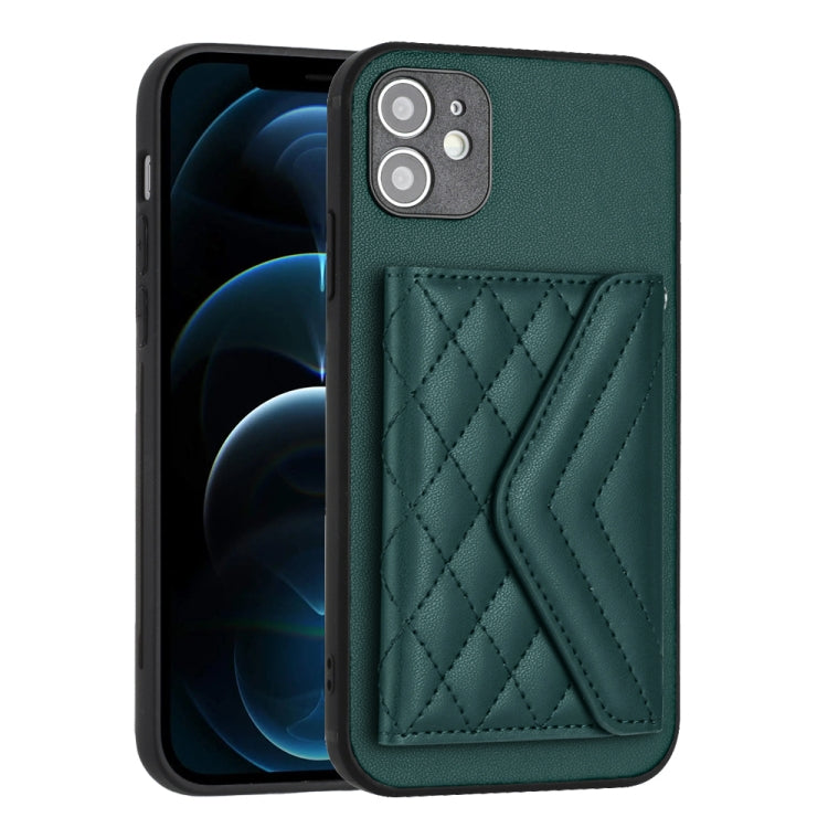 Étui de téléphone RFID avec pochette pour cartes à texture losange et long cordon, pour iPhone 12 mini, pour iPhone 11 Pro Max, pour iPhone 11, pour iPhone 11 Pro, pour iPhone XS / X, pour iPhone XR, pour iPhone XS Max, pour iPhone 8 Plus / 7 Plus