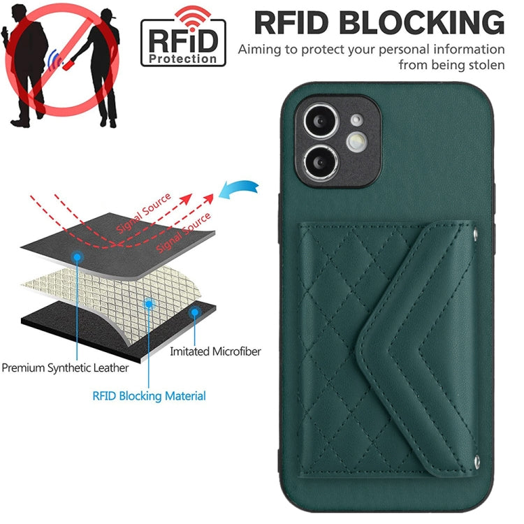 Étui de téléphone RFID avec pochette pour cartes à texture losange et long cordon, pour iPhone 12 mini, pour iPhone 11 Pro Max, pour iPhone 11, pour iPhone 11 Pro, pour iPhone XS / X, pour iPhone XR, pour iPhone XS Max, pour iPhone 8 Plus / 7 Plus