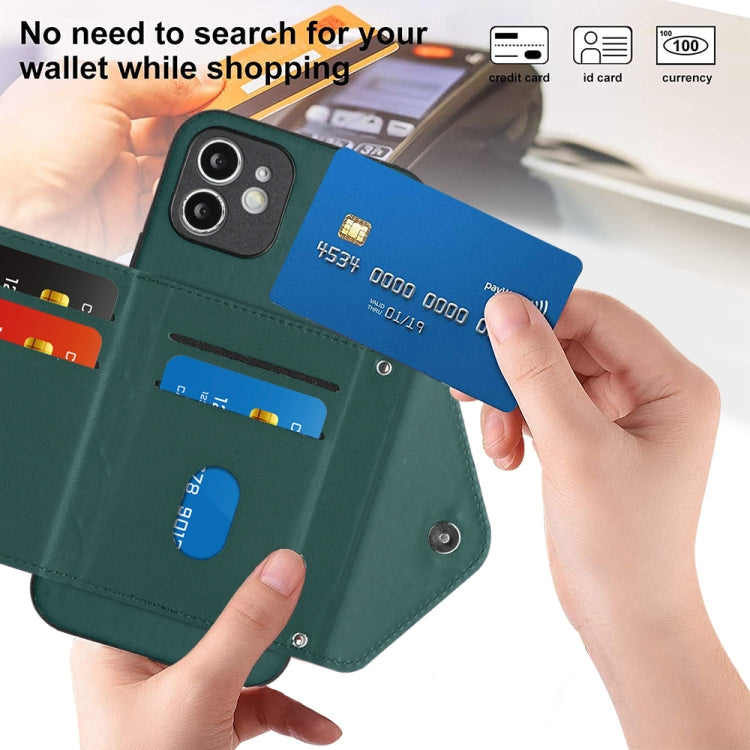 Étui de téléphone RFID avec pochette pour cartes à texture losange et long cordon, pour iPhone 12 mini, pour iPhone 11 Pro Max, pour iPhone 11, pour iPhone 11 Pro, pour iPhone XS / X, pour iPhone XR, pour iPhone XS Max, pour iPhone 8 Plus / 7 Plus