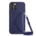 Étui de Téléphone RFID avec Lanière Longue et Motif Losanges, Pour iPhone SE 2022 / SE 2020, Pour iPhone 13 Pro Max, Pour iPhone 13 Pro, Pour iPhone 13, Pour iPhone 13 mini, Pour iPhone 12, Pour iPhone 12 Pro Max, Pour iPhone 12 Pro