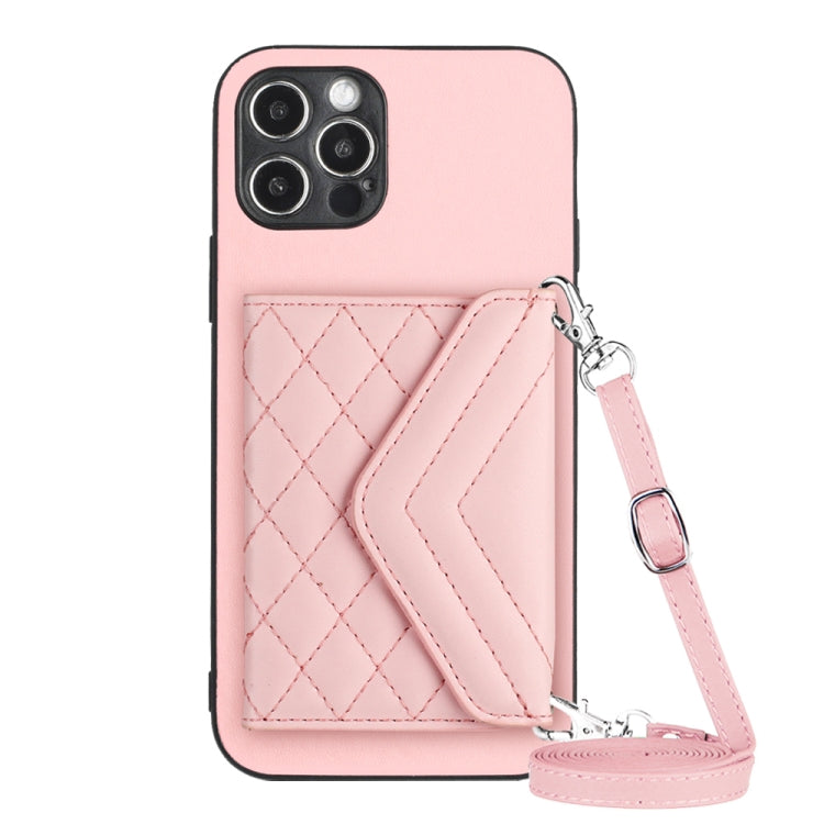 Étui de Téléphone RFID avec Lanière Longue et Motif Losanges, Pour iPhone SE 2022 / SE 2020, Pour iPhone 13 Pro Max, Pour iPhone 13 Pro, Pour iPhone 13, Pour iPhone 13 mini, Pour iPhone 12, Pour iPhone 12 Pro Max, Pour iPhone 12 Pro