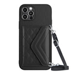 Étui de Téléphone RFID avec Lanière Longue et Motif Losanges, Pour iPhone SE 2022 / SE 2020, Pour iPhone 13 Pro Max, Pour iPhone 13 Pro, Pour iPhone 13, Pour iPhone 13 mini, Pour iPhone 12, Pour iPhone 12 Pro Max, Pour iPhone 12 Pro