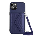 Étui de Téléphone RFID avec Lanière Longue et Motif Losanges, Pour iPhone SE 2022 / SE 2020, Pour iPhone 13 Pro Max, Pour iPhone 13 Pro, Pour iPhone 13, Pour iPhone 13 mini, Pour iPhone 12, Pour iPhone 12 Pro Max, Pour iPhone 12 Pro