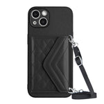 Étui de Téléphone RFID avec Lanière Longue et Motif Losanges, Pour iPhone SE 2022 / SE 2020, Pour iPhone 13 Pro Max, Pour iPhone 13 Pro, Pour iPhone 13, Pour iPhone 13 mini, Pour iPhone 12, Pour iPhone 12 Pro Max, Pour iPhone 12 Pro
