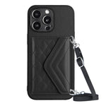 Étui de Téléphone RFID avec Lanière Longue et Motif Losanges, Pour iPhone SE 2022 / SE 2020, Pour iPhone 13 Pro Max, Pour iPhone 13 Pro, Pour iPhone 13, Pour iPhone 13 mini, Pour iPhone 12, Pour iPhone 12 Pro Max, Pour iPhone 12 Pro
