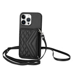 Étui de téléphone RFID avec pochette pour cartes texturée en losange et long cordon, pour iPhone 17 Pro Max, pour iPhone 17 Pro, pour iPhone 17, pour iPhone Air, pour iPhone 16 Pro Max, pour iPhone 16 Pro, pour iPhone 16 Plus, pour iPhone 16