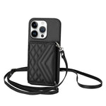 Étui de téléphone RFID avec pochette pour cartes texturée en losange et long cordon, pour iPhone 17 Pro Max, pour iPhone 17 Pro, pour iPhone 17, pour iPhone Air, pour iPhone 16 Pro Max, pour iPhone 16 Pro, pour iPhone 16 Plus, pour iPhone 16