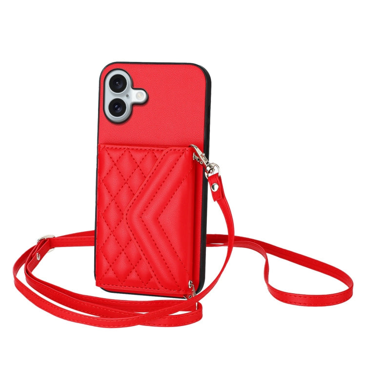 Étui de téléphone RFID avec pochette pour cartes texturée en losange et long cordon, pour iPhone 17 Pro Max, pour iPhone 17 Pro, pour iPhone 17, pour iPhone Air, pour iPhone 16 Pro Max, pour iPhone 16 Pro, pour iPhone 16 Plus, pour iPhone 16