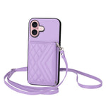 Étui de téléphone RFID avec pochette pour cartes texturée en losange et long cordon, pour iPhone 17 Pro Max, pour iPhone 17 Pro, pour iPhone 17, pour iPhone Air, pour iPhone 16 Pro Max, pour iPhone 16 Pro, pour iPhone 16 Plus, pour iPhone 16