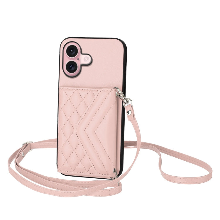 Étui de téléphone RFID avec pochette pour cartes texturée en losange et long cordon, pour iPhone 17 Pro Max, pour iPhone 17 Pro, pour iPhone 17, pour iPhone Air, pour iPhone 16 Pro Max, pour iPhone 16 Pro, pour iPhone 16 Plus, pour iPhone 16