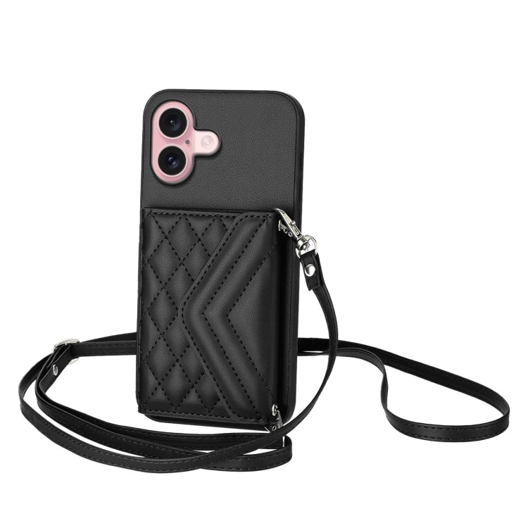 Étui de téléphone RFID avec pochette pour cartes texturée en losange et long cordon, pour iPhone 17 Pro Max, pour iPhone 17 Pro, pour iPhone 17, pour iPhone Air, pour iPhone 16 Pro Max, pour iPhone 16 Pro, pour iPhone 16 Plus, pour iPhone 16
