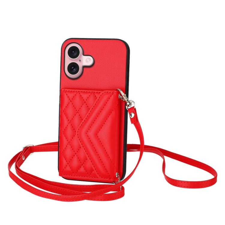 Étui de téléphone RFID avec pochette pour cartes texturée en losange et long cordon, pour iPhone 17 Pro Max, pour iPhone 17 Pro, pour iPhone 17, pour iPhone Air, pour iPhone 16 Pro Max, pour iPhone 16 Pro, pour iPhone 16 Plus, pour iPhone 16
