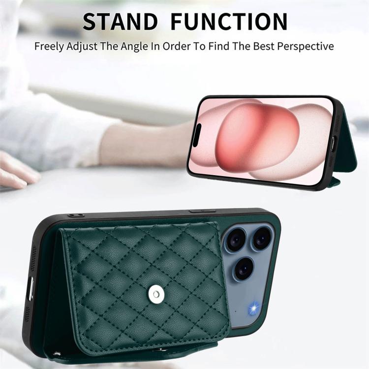 Étui de téléphone RFID avec pochette pour cartes texturée en losange et long cordon, pour iPhone 17 Pro Max, pour iPhone 17 Pro, pour iPhone 17, pour iPhone Air, pour iPhone 16 Pro Max, pour iPhone 16 Pro, pour iPhone 16 Plus, pour iPhone 16