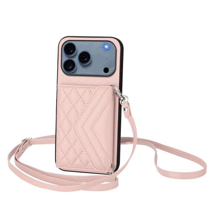 Étui de téléphone RFID avec pochette pour cartes texturée en losange et long cordon, pour iPhone 17 Pro Max, pour iPhone 17 Pro, pour iPhone 17, pour iPhone Air, pour iPhone 16 Pro Max, pour iPhone 16 Pro, pour iPhone 16 Plus, pour iPhone 16