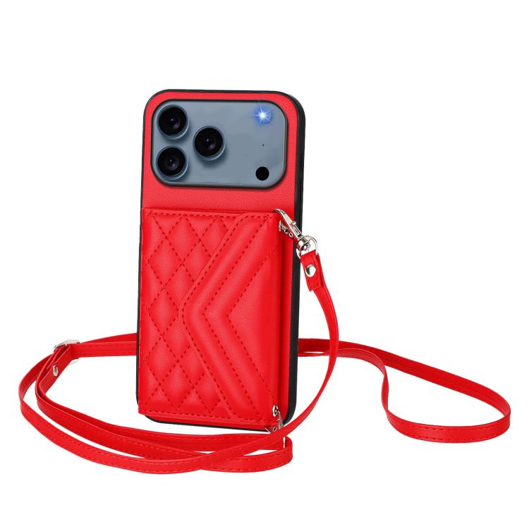 Étui de téléphone RFID avec pochette pour cartes texturée en losange et long cordon, pour iPhone 17 Pro Max, pour iPhone 17 Pro, pour iPhone 17, pour iPhone Air, pour iPhone 16 Pro Max, pour iPhone 16 Pro, pour iPhone 16 Plus, pour iPhone 16