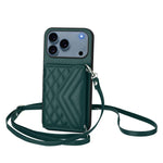 Étui de téléphone RFID avec pochette pour cartes texturée en losange et long cordon, pour iPhone 17 Pro Max, pour iPhone 17 Pro, pour iPhone 17, pour iPhone Air, pour iPhone 16 Pro Max, pour iPhone 16 Pro, pour iPhone 16 Plus, pour iPhone 16