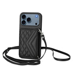 Étui de téléphone RFID avec pochette pour cartes texturée en losange et long cordon, pour iPhone 17 Pro Max, pour iPhone 17 Pro, pour iPhone 17, pour iPhone Air, pour iPhone 16 Pro Max, pour iPhone 16 Pro, pour iPhone 16 Plus, pour iPhone 16