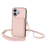 Étui de téléphone RFID avec pochette pour cartes texturée en losange et long cordon, pour iPhone 17 Pro Max, pour iPhone 17 Pro, pour iPhone 17, pour iPhone Air, pour iPhone 16 Pro Max, pour iPhone 16 Pro, pour iPhone 16 Plus, pour iPhone 16