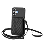 Étui de téléphone RFID avec pochette pour cartes texturée en losange et long cordon, pour iPhone 17 Pro Max, pour iPhone 17 Pro, pour iPhone 17, pour iPhone Air, pour iPhone 16 Pro Max, pour iPhone 16 Pro, pour iPhone 16 Plus, pour iPhone 16