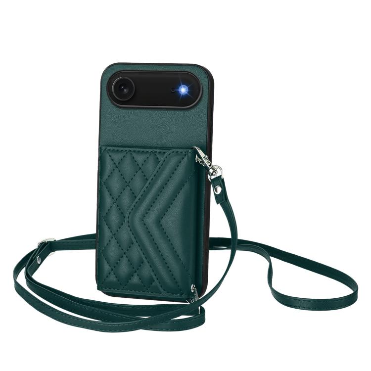 Étui de téléphone RFID avec pochette pour cartes texturée en losange et long cordon, pour iPhone 17 Pro Max, pour iPhone 17 Pro, pour iPhone 17, pour iPhone Air, pour iPhone 16 Pro Max, pour iPhone 16 Pro, pour iPhone 16 Plus, pour iPhone 16