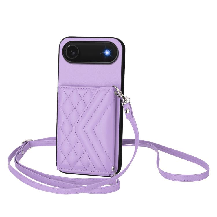 Étui de téléphone RFID avec pochette pour cartes texturée en losange et long cordon, pour iPhone 17 Pro Max, pour iPhone 17 Pro, pour iPhone 17, pour iPhone Air, pour iPhone 16 Pro Max, pour iPhone 16 Pro, pour iPhone 16 Plus, pour iPhone 16