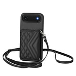 Étui de téléphone RFID avec pochette pour cartes texturée en losange et long cordon, pour iPhone 17 Pro Max, pour iPhone 17 Pro, pour iPhone 17, pour iPhone Air, pour iPhone 16 Pro Max, pour iPhone 16 Pro, pour iPhone 16 Plus, pour iPhone 16