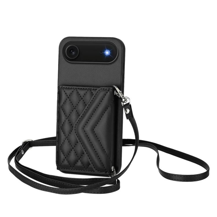 Étui de téléphone RFID avec pochette pour cartes texturée en losange et long cordon, pour iPhone 17 Pro Max, pour iPhone 17 Pro, pour iPhone 17, pour iPhone Air, pour iPhone 16 Pro Max, pour iPhone 16 Pro, pour iPhone 16 Plus, pour iPhone 16