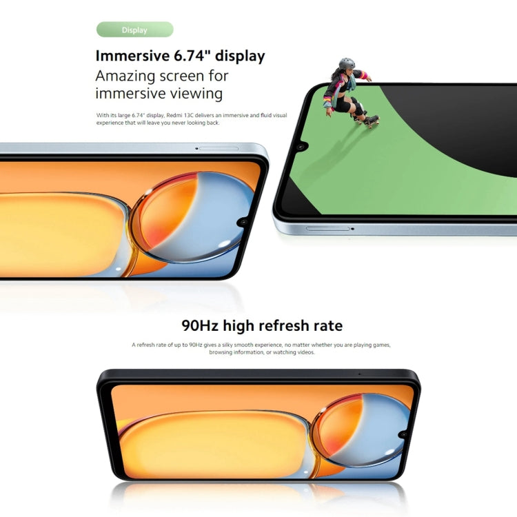 Xiaomi Redmi 13C 5G, MIUI 14 6,74 pouces MediaTek Dimensity 6100+ Octa Core 2,2 GHz, NFC, Réseau : 5G, Ne prend pas en charge Google Play, 6 Go + 128 Go