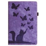 Étui de protection en cuir gaufré Papillon Chat pour tablette, Pour iPad Air 13 2026 / 2025 / 2024, Pour iPad Air 11 2026 / 2025 / 2024, Pour iPad Pro 13 2025 / 2024, Pour iPad Pro 11 2025 / 2024, Pour iPad mini 2024 / 2021