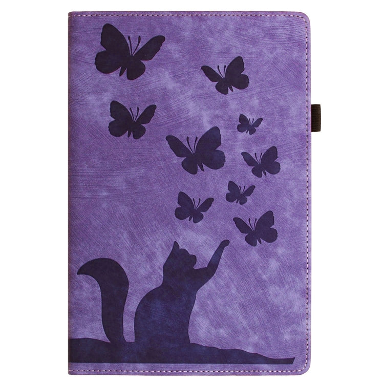 Étui de protection en cuir gaufré Papillon Chat pour tablette, Pour iPad Air 13 2026 / 2025 / 2024, Pour iPad Air 11 2026 / 2025 / 2024, Pour iPad Pro 13 2025 / 2024, Pour iPad Pro 11 2025 / 2024, Pour iPad mini 2024 / 2021