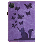 Étui de protection en cuir gaufré Papillon Chat pour tablette, Pour iPad Air 13 2026 / 2025 / 2024, Pour iPad Air 11 2026 / 2025 / 2024, Pour iPad Pro 13 2025 / 2024, Pour iPad Pro 11 2025 / 2024, Pour iPad mini 2024 / 2021