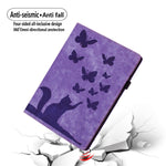 Étui de protection en cuir gaufré Papillon Chat pour tablette, Pour iPad Air 13 2026 / 2025 / 2024, Pour iPad Air 11 2026 / 2025 / 2024, Pour iPad Pro 13 2025 / 2024, Pour iPad Pro 11 2025 / 2024, Pour iPad mini 2024 / 2021