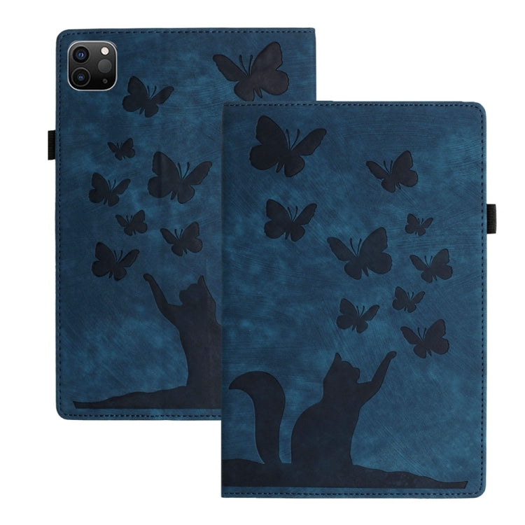 Étui de protection en cuir gaufré Papillon Chat pour tablette, Pour iPad Air 13 2026 / 2025 / 2024, Pour iPad Air 11 2026 / 2025 / 2024, Pour iPad Pro 13 2025 / 2024, Pour iPad Pro 11 2025 / 2024, Pour iPad mini 2024 / 2021