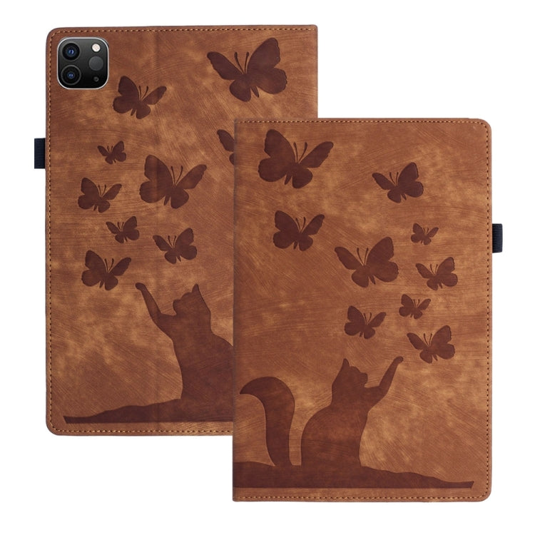 Étui de protection en cuir gaufré Papillon Chat pour tablette, Pour iPad Air 13 2026 / 2025 / 2024, Pour iPad Air 11 2026 / 2025 / 2024, Pour iPad Pro 13 2025 / 2024, Pour iPad Pro 11 2025 / 2024, Pour iPad mini 2024 / 2021
