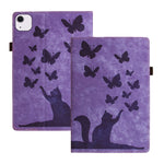 Étui de protection en cuir gaufré Papillon Chat pour tablette, Pour iPad Air 13 2026 / 2025 / 2024, Pour iPad Air 11 2026 / 2025 / 2024, Pour iPad Pro 13 2025 / 2024, Pour iPad Pro 11 2025 / 2024, Pour iPad mini 2024 / 2021
