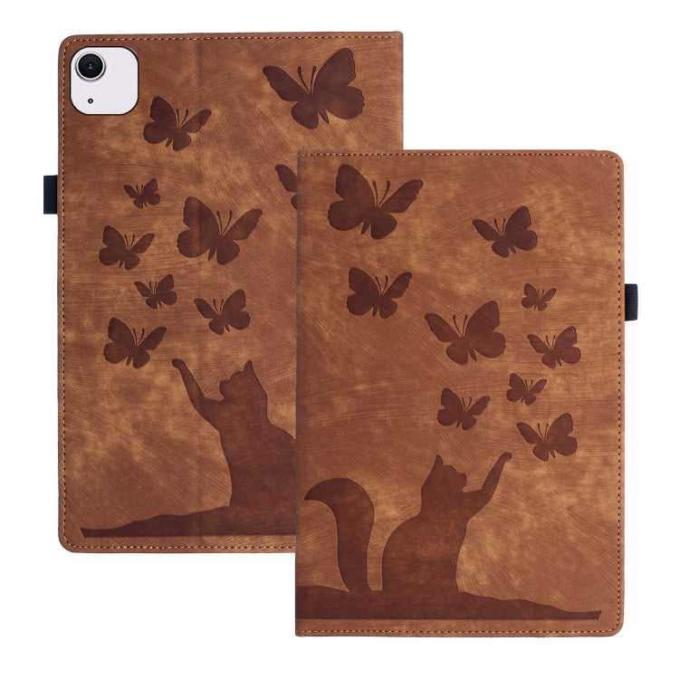 Étui de protection en cuir gaufré Papillon Chat pour tablette, Pour iPad Air 13 2026 / 2025 / 2024, Pour iPad Air 11 2026 / 2025 / 2024, Pour iPad Pro 13 2025 / 2024, Pour iPad Pro 11 2025 / 2024, Pour iPad mini 2024 / 2021
