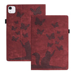 Étui de protection en cuir gaufré Papillon Chat pour tablette, Pour iPad Air 13 2026 / 2025 / 2024, Pour iPad Air 11 2026 / 2025 / 2024, Pour iPad Pro 13 2025 / 2024, Pour iPad Pro 11 2025 / 2024, Pour iPad mini 2024 / 2021