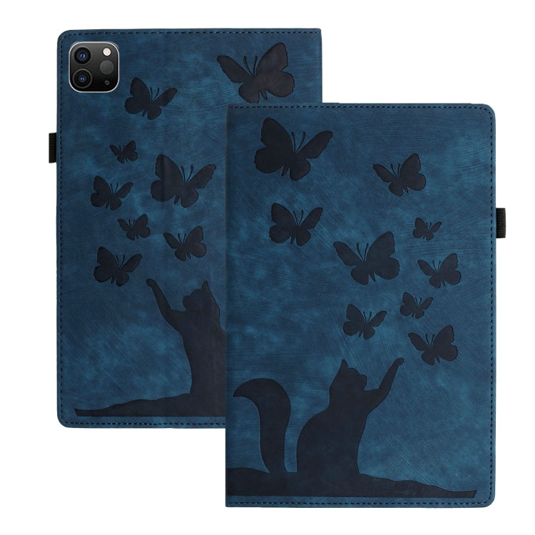Étui de protection en cuir gaufré Papillon Chat pour tablette, Pour iPad Air 13 2026 / 2025 / 2024, Pour iPad Air 11 2026 / 2025 / 2024, Pour iPad Pro 13 2025 / 2024, Pour iPad Pro 11 2025 / 2024, Pour iPad mini 2024 / 2021