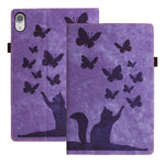 Étui de protection en cuir gaufré Papillon Chat pour tablette, Pour iPad Air 13 2026 / 2025 / 2024, Pour iPad Air 11 2026 / 2025 / 2024, Pour iPad Pro 13 2025 / 2024, Pour iPad Pro 11 2025 / 2024, Pour iPad mini 2024 / 2021