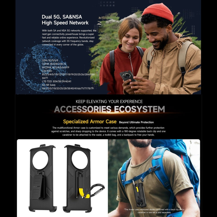 Ulefone Armor 23, téléphone ultra-résistant, écran 6,78 pouces, Android 13, processeur MediaTek Dimensity 8020 Octa-Core jusqu'à 2,6 GHz, réseau : 5G, NFC, OTG, messagerie satellite, 12 Go + 512 Go