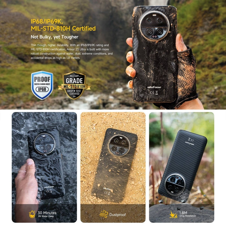 Ulefone Armor 23, téléphone ultra-résistant, écran 6,78 pouces, Android 13, processeur MediaTek Dimensity 8020 Octa-Core jusqu'à 2,6 GHz, réseau : 5G, NFC, OTG, messagerie satellite, 12 Go + 512 Go