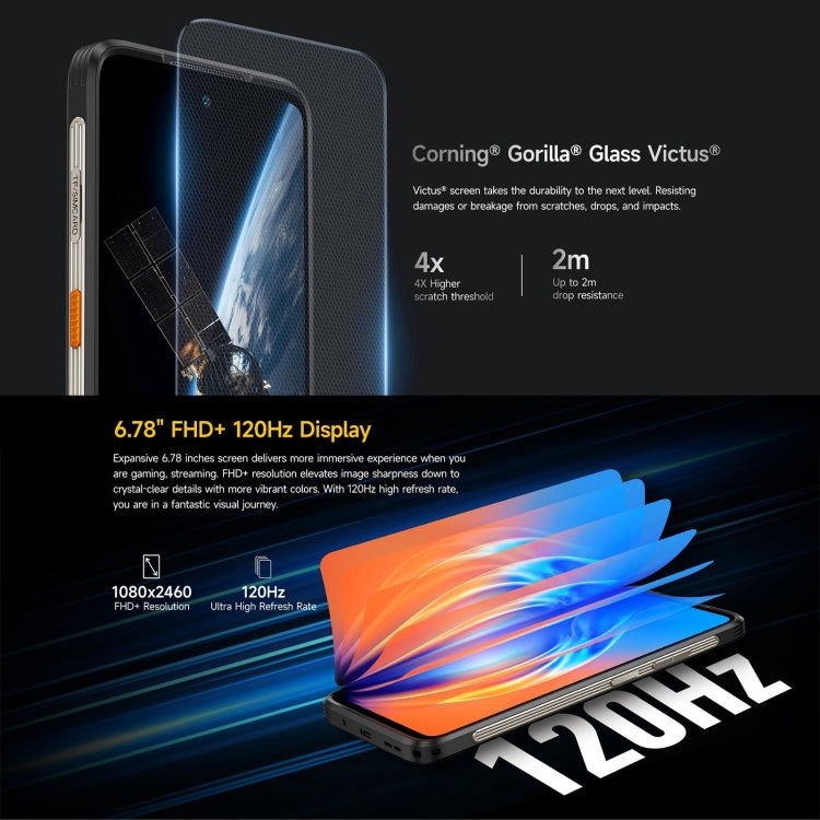 Ulefone Armor 23, téléphone ultra-résistant, écran 6,78 pouces, Android 13, processeur MediaTek Dimensity 8020 Octa-Core jusqu'à 2,6 GHz, réseau : 5G, NFC, OTG, messagerie satellite, 12 Go + 512 Go