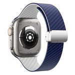 Bracelet de montre à boucle magnétique argentée en fibre de carbone, pour Apple Watch Series 9 45mm, pour Apple Watch Series 9 41mm, pour Apple Watch Ultra 49mm