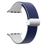 Bracelet de montre à boucle magnétique argentée en fibre de carbone, pour Apple Watch Series 9 45mm, pour Apple Watch Series 9 41mm, pour Apple Watch Ultra 49mm