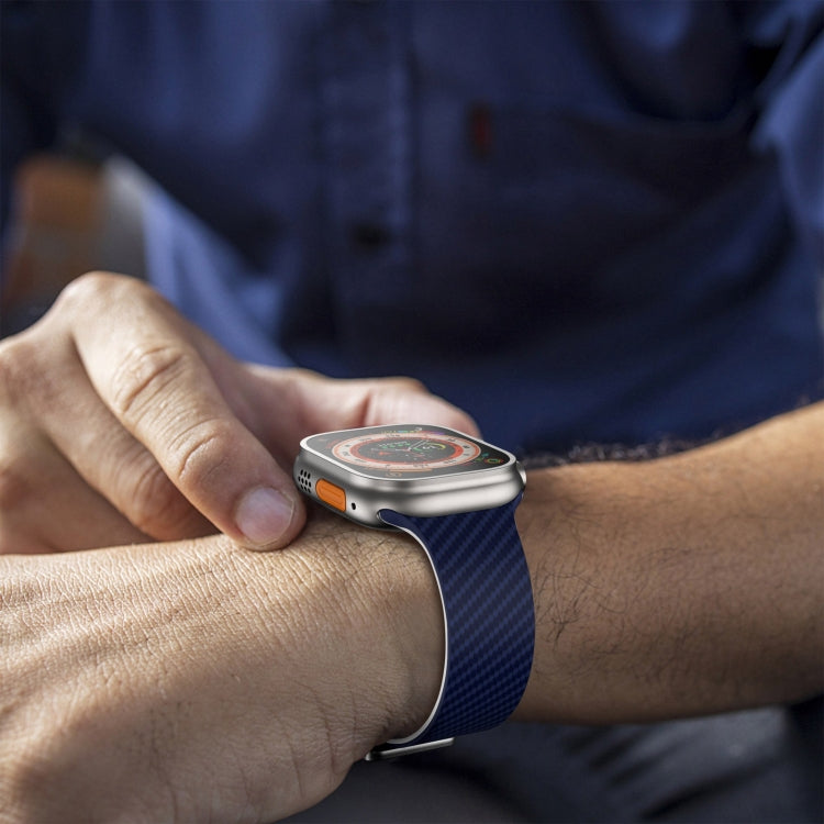 Bracelet de montre à boucle magnétique argentée en fibre de carbone, pour Apple Watch Series 9 45mm, pour Apple Watch Series 9 41mm, pour Apple Watch Ultra 49mm