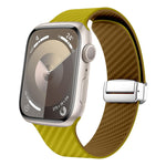 Bracelet de montre à boucle magnétique argentée en fibre de carbone, pour Apple Watch Series 9 45mm, pour Apple Watch Series 9 41mm, pour Apple Watch Ultra 49mm