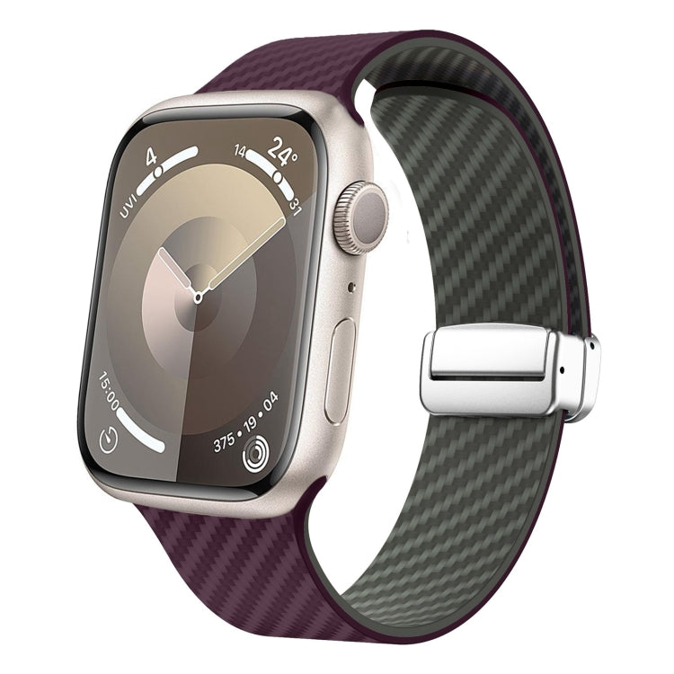 Bracelet de montre à boucle magnétique argentée en fibre de carbone, pour Apple Watch Series 9 45mm, pour Apple Watch Series 9 41mm, pour Apple Watch Ultra 49mm